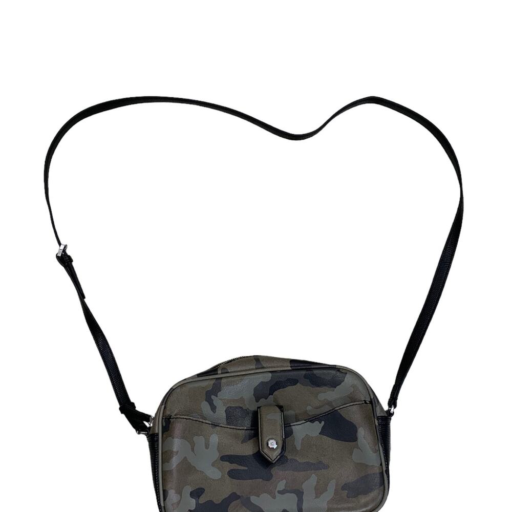 G. I. I. I. Crossbody Leather Purse Camouflage Print Black/ & Green ADJ Strap